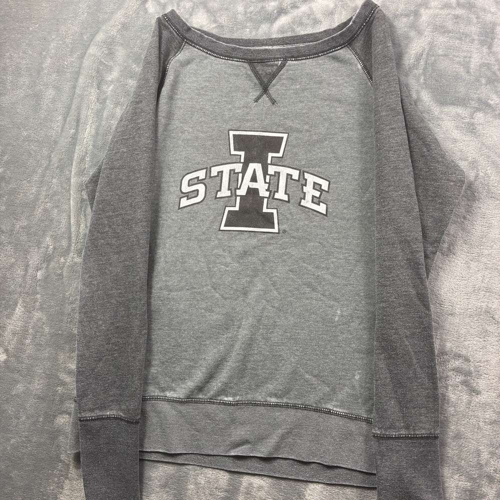 Iowa State Cyclones Womens Large Gray Raglan Crewneck Sweatshirt Pullover